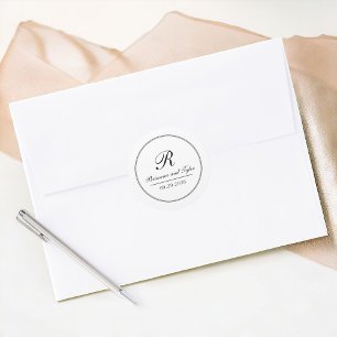 Simply Elegant Traditional Wedding Monogram Classic Round Sticker