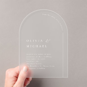 Simply Elegant Typography Modern Arch Wedding Acrylic Invitations