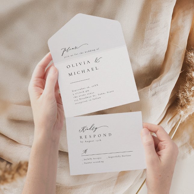 Simply Elegant Typography Modern Wedding All In One Invitation (Simply Elegant Typography Modern Wedding All In One Invitation)