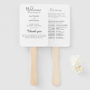 Simply Elegant Typography Modern Wedding Program Hand Fan