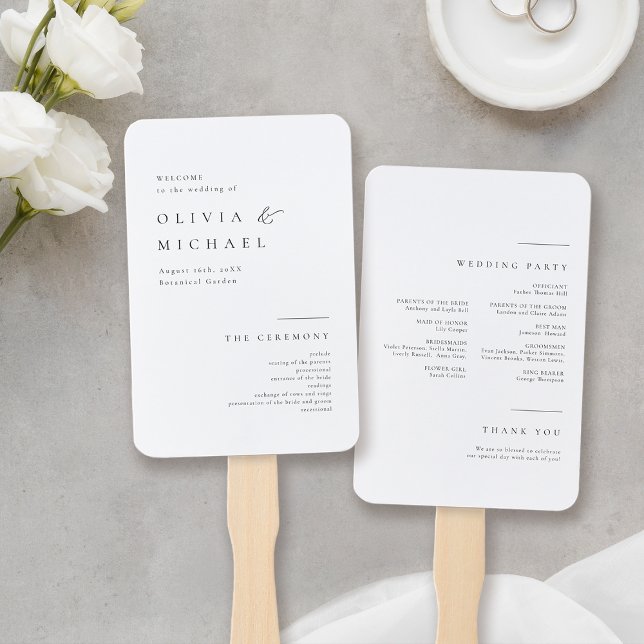 Simply Elegant Typography Modern Wedding Program Hand Fan (Simply Elegant Typography Modern Wedding Program Hand Fan)