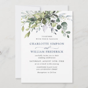 Simply Elegant Watercolor Eucalyptus Wedding Invitation