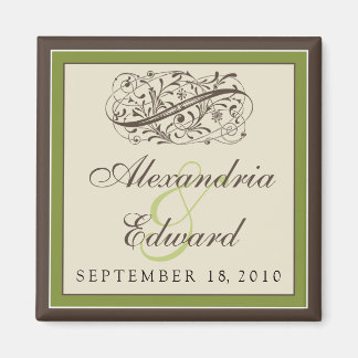 Simply Elegant Wedding Favour Magnet: olive green Magnet