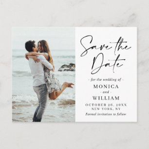 Simply Elegant Wedding Hearts Save the Date Photo Postcard