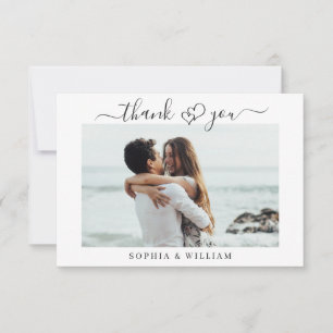 Simply Elegant Wedding Hearts Simple Photo Thank You Card