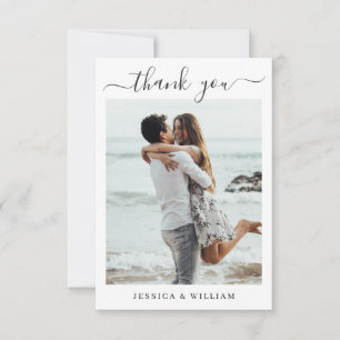Simply Elegant Wedding Hearts Simple Photo Thank You Card
