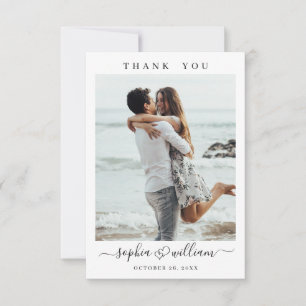 Simply Elegant Wedding Hearts Simple Photo Thank You Card