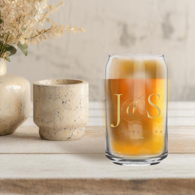 Simply Elegant Wedding Initials Gold ID1022 Can Glass (Creator Uploaded)