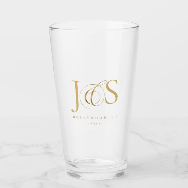 Simply Elegant Wedding Initials Gold ID1022 Glass (Front)