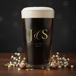 Simply Elegant Wedding Initials Gold ID1022 Glass