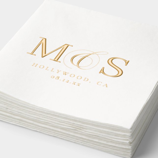 Simply Elegant Wedding Initials ID1022 Foil Napkins (Detail)