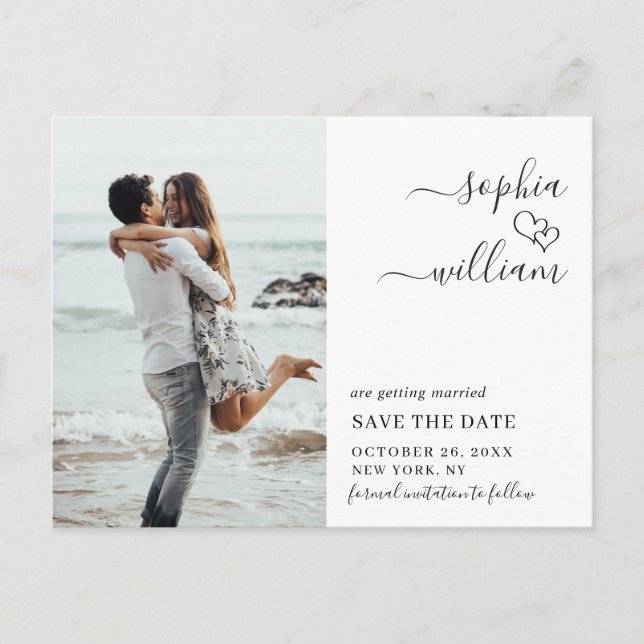 Simply Elegant Wedding Save the Date Photo Postcard (Front)