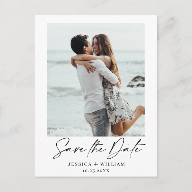 Simply Elegant Wedding Save the Date Photo Simple Postcard (Front)