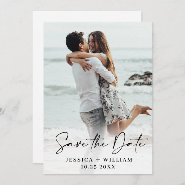 Simply Elegant Wedding Simple Save the Date Photo (Front/Back)