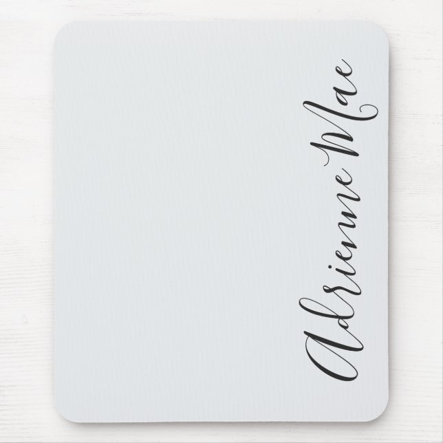 Simply Elegant White Silver Personalized Mouse Pad (Front)