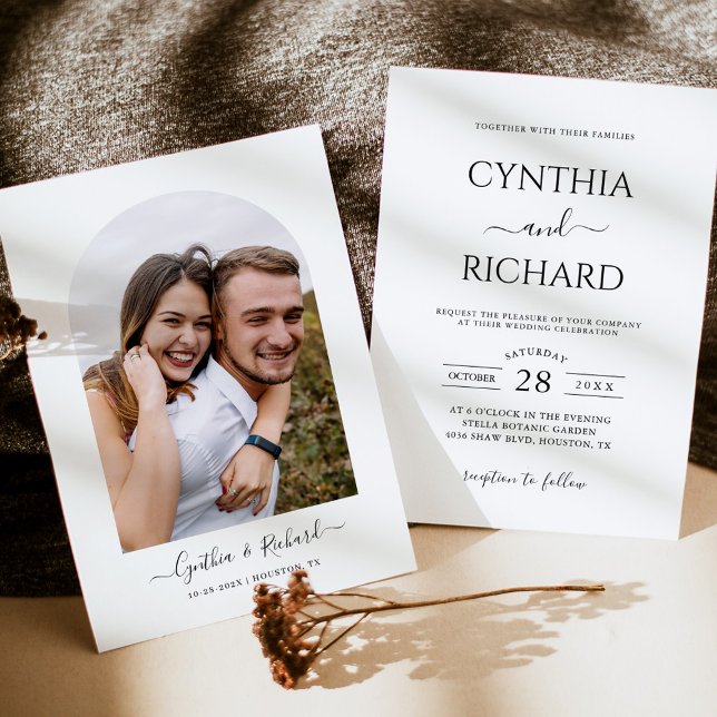 Simply Elegant with Photo on the Back Wedding Invitation (Creator Uploaded)