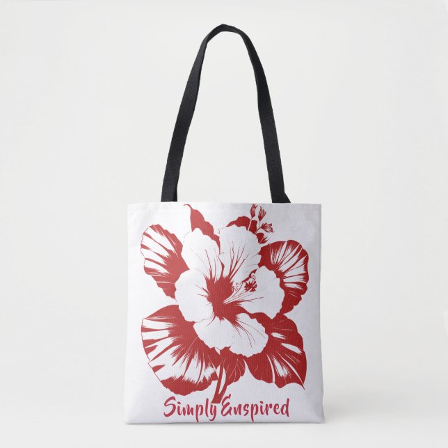 Simply Enspired Hibiscus Customise Reusable Tote Bag (Front)