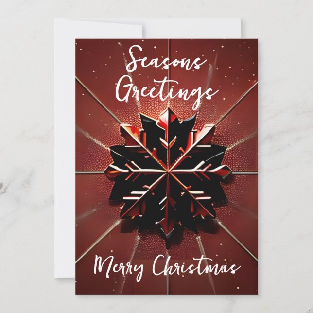 Simply Enspired Red Snowflake Merry Christmas Holiday Card (Front)