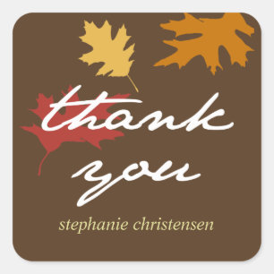 Simply fall leaves autumn brown thank you gift tag