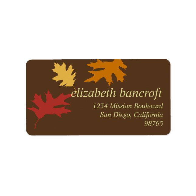 Simply fall leaves autumn custom return address label (Front)