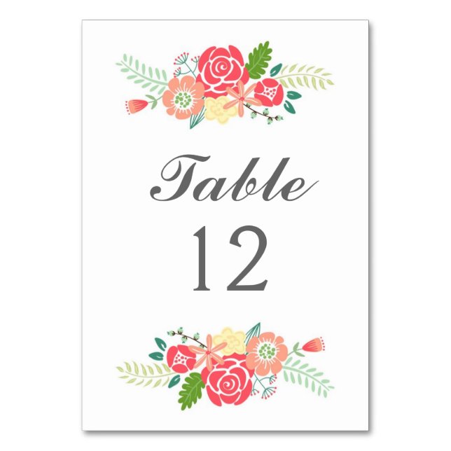 Simply Floral Table Number Table Cards (Front)