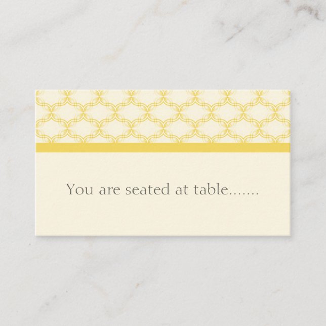 Simply Glamourous Wedding Placecard, Yellow Place Card (Front)