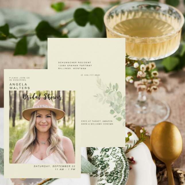 Simply Her Bride Photo Yellow Bridal Shower Invitation (Creator Uploaded)
