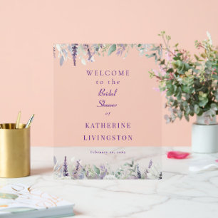 Simply Lavender Foliage Bridal Shower Welcome  Acrylic Sign