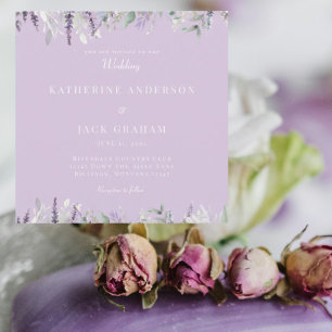 Simply Lavender Foliage Wedding Square Invitation