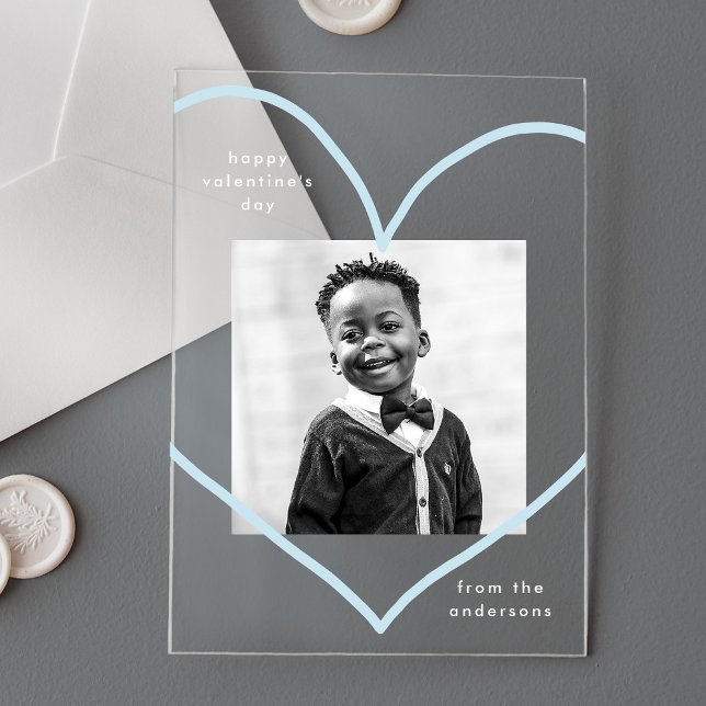 Simply Love Blue Heart Photo Valentine's Day Acrylic Invitations (Creator Uploaded)
