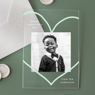 Simply Love Mint Green Heart Photo Valentine's Day Acrylic Invitations