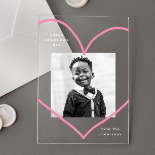Simply Love Pink Heart Photo Valentine's Day Acrylic Invitations