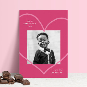 Simply Love Pink Heart Photo Valentine's Day Holiday Card