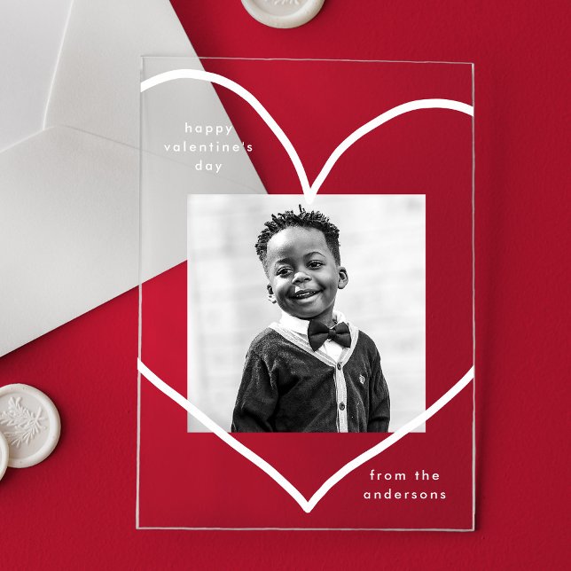Simply Love White Heart Photo Valentine's Day Acrylic Invitations (Creator Uploaded)