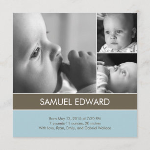 Simply Lovely - 3 Photos Birth Announcement