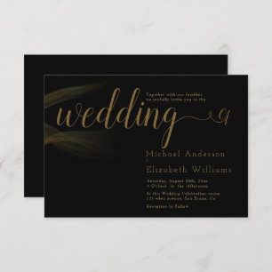 Simply Luxury Black & Gold Calligraphy wedding Invitation