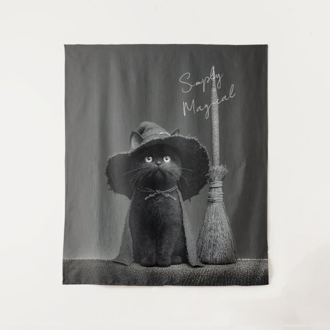 Simply Magical Witch Cat Tapestry (Front)
