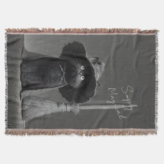 Simply Magical Witch Cat Throw Blanket (Front)