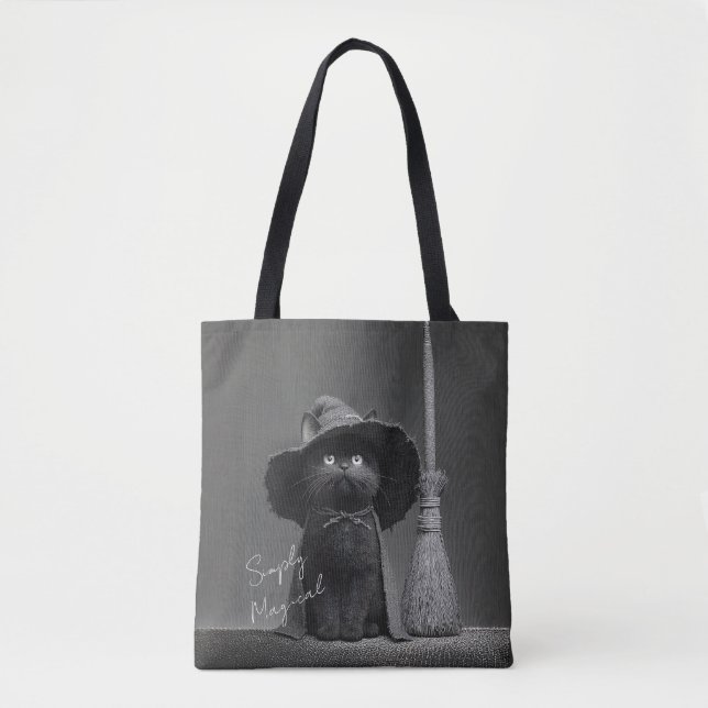 Simply Magical Witch Cat Tote Bag (Front)