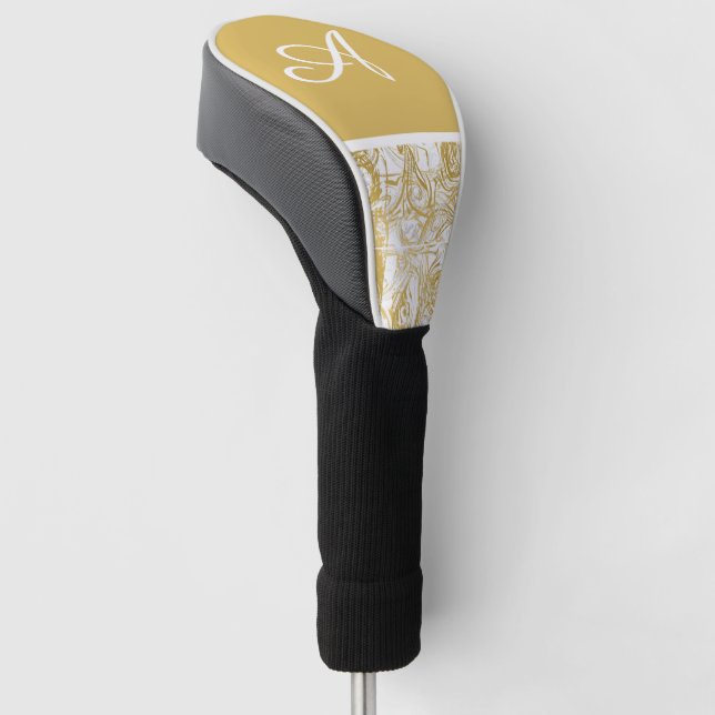 Simply Marble Monogram Gold White Marble   Golf Head Cover (Angled)