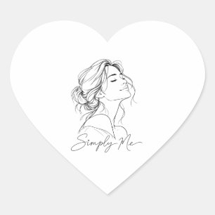 Simply Me – Elegant Woman Line Art Heart Sticker