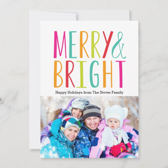 Simply Merry & Bright Holiday Photo Cards (Front)