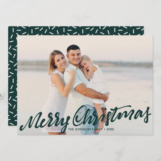 Simply Merry Christmas Full Photo | Hunter Green Card (Front/Back)