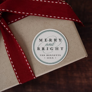 Simply Merry Personalised Holiday Classic Round Sticker