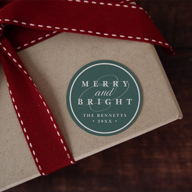 Simply Merry Spruce | Personalised Holiday Classic Round Sticker (Creator Uploaded)