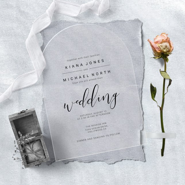 Simply Minimalist Wedding Black Acrylic Arch ID523 Acrylic Invitations (Creator Uploaded)