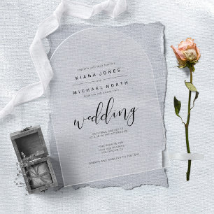 Simply Minimalist Wedding Black Acrylic Arch ID523 Invitations