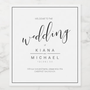 Simply Minimalist Wedding Black ID523 Wine Label