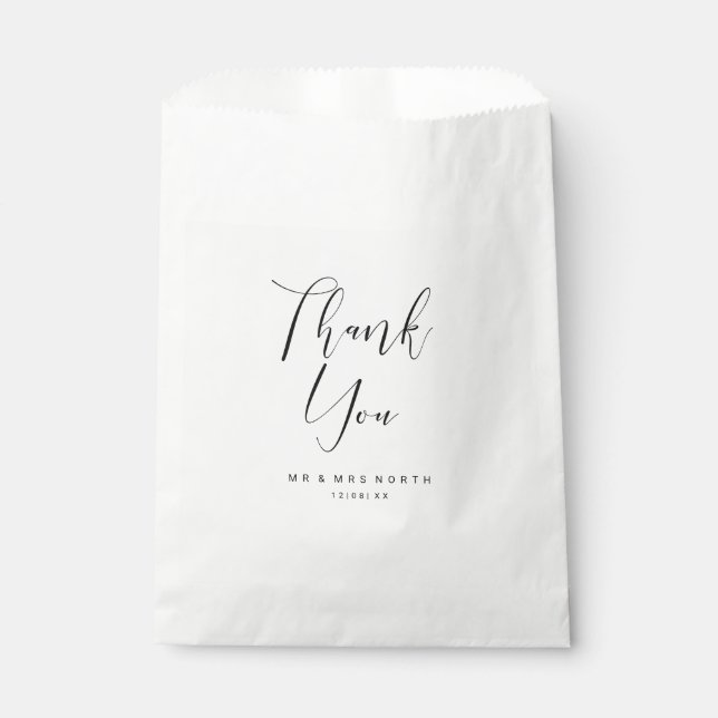 Simply Minimalist Wedding Thank You Black ID523 Favour Bags (Front)