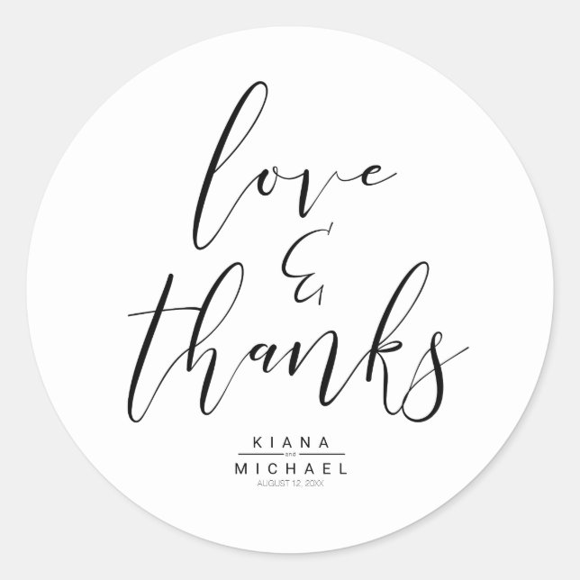 Simply Minimalist Wedding Thanks Black ID523 Classic Round Sticker (Front)